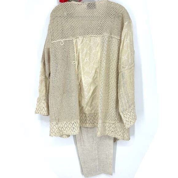 Vintage Ecru Cardigan and Pants Set Sostanza and Brownstone Studio Size L - Picture 2 of 13